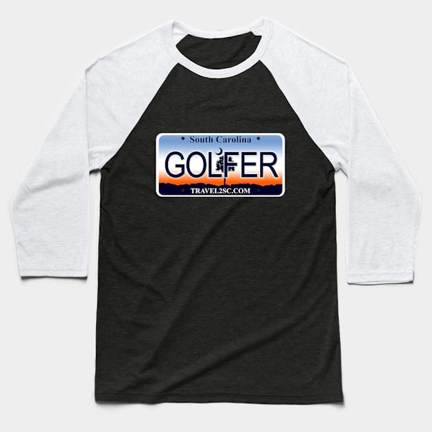 Golfer South Carolina License Plate Baseball T-Shirt by Mel's Designs